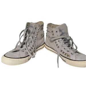 Converse Chuck Taylor All Star High Top Gray Suede 6.5 Stud Sneaker Punk Indie